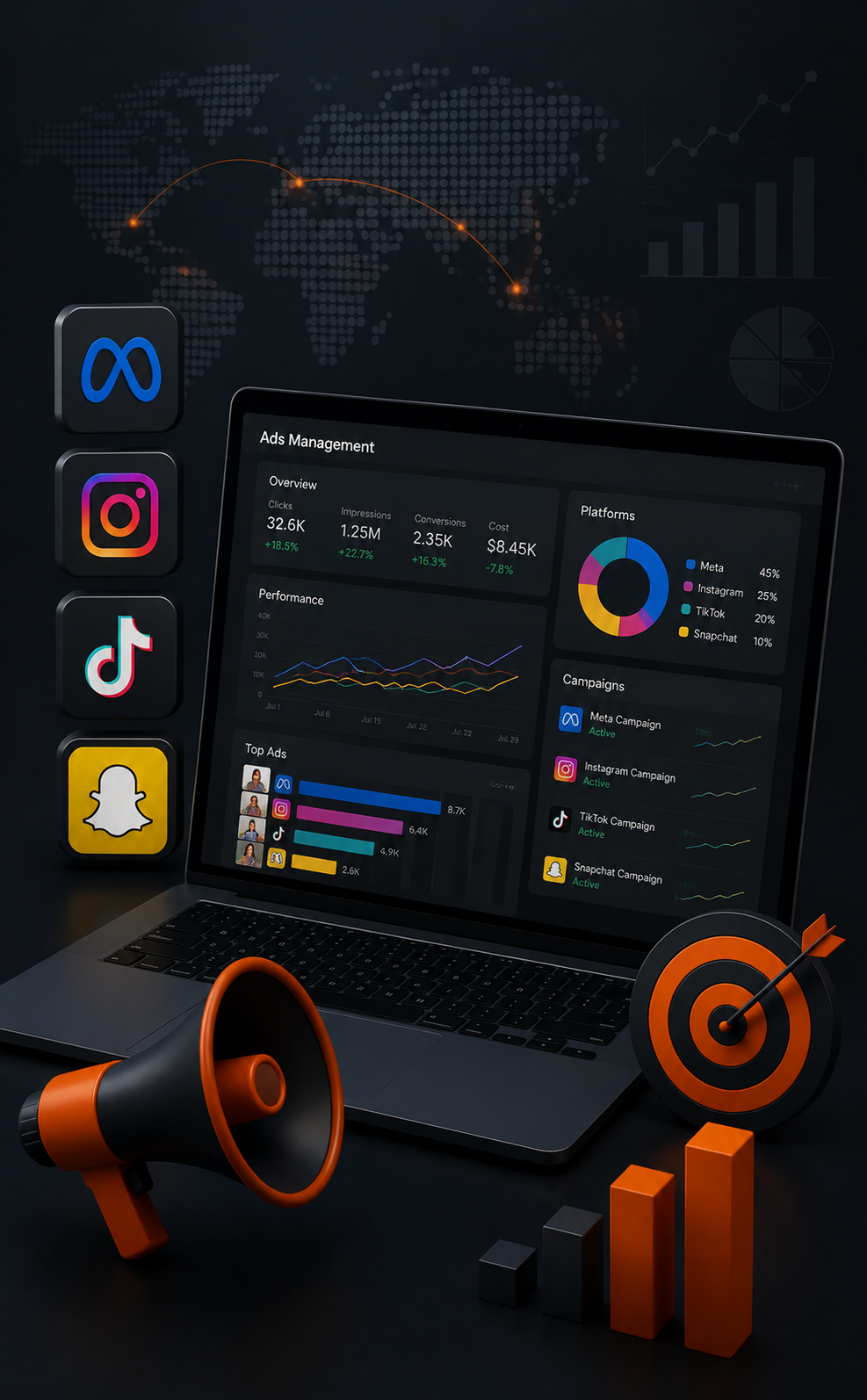 Meta (Facebook & Instagram), TikTok & Snapchat Ads Management